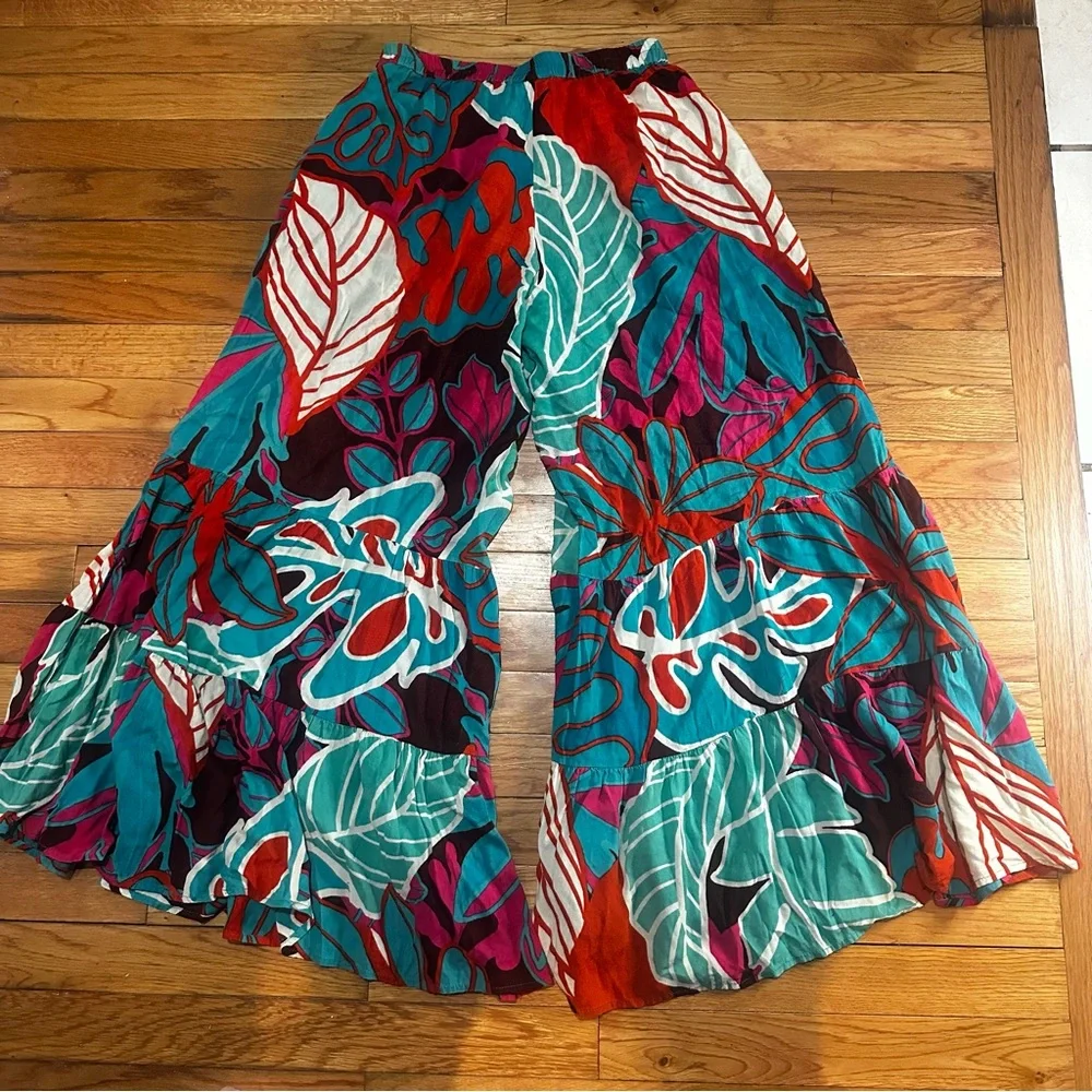 True Destinations Resort Wear Floral Pants Beach‎ Coverup Tropical Floral XS
